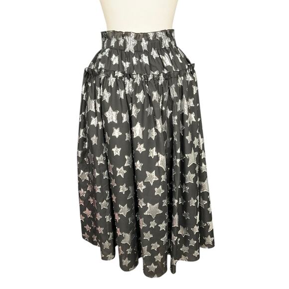 Halogen x Atlantic-Pacific Star Tulle Midi Skirt Small Black Silver Layered Tull - Picture 3 of 9